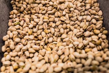 Lots of roasted and nutritious pistachios.