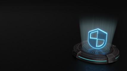 3d hologram symbol of shield icon render