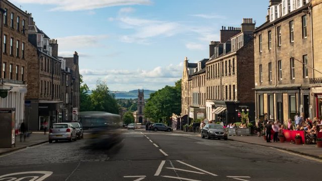 Time lapse hyperzoom view of the north part of Edinburgh new town (Scotland)