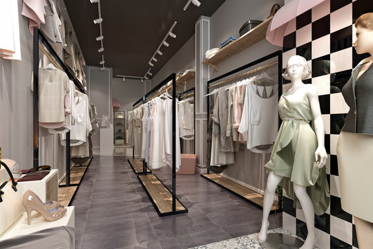 3d render of showroom, shop