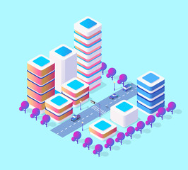 Isometric 3d module block district part