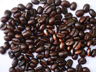 coffee beans isolated white background, organic aroma coffee