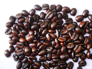 coffee beans isolated white background, organic aroma coffee