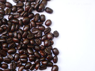 coffee beans isolated white background, organic aroma coffee
