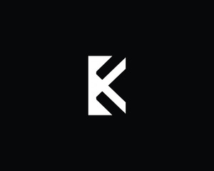 Creative and Minimalist Letter BK K Logo Design Icon, Editable in Vector Format in Black and White Color