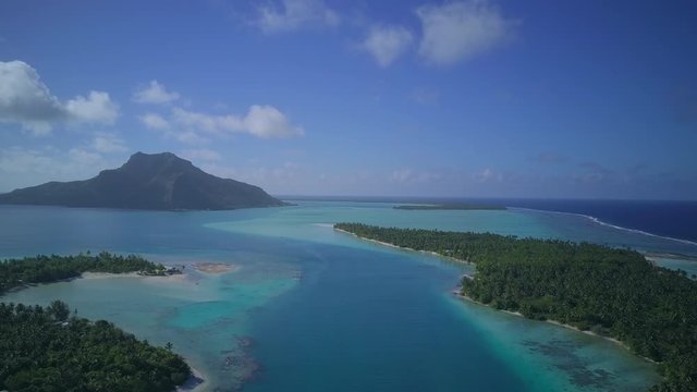 4K drone Maupiti French Polynesia island view