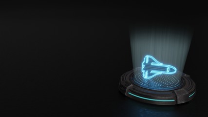 3d hologram symbol of space shuttle icon render