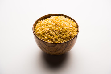 Salty and Fried Moong Dal Namkeen served in a bowl, selective focus