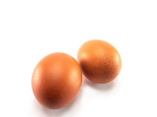 Closup of two eggs isolated on a white background