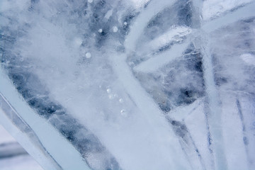 The texture of the ice. The frozen water.Winter background