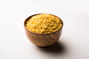 Salty and Fried Moong Dal Namkeen served in a bowl, selective focus