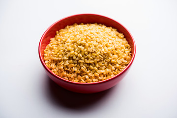 Salty and Fried Moong Dal Namkeen served in a bowl, selective focus