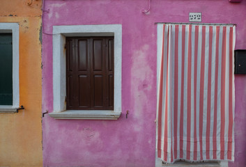 window with red shutters Burano, Venetian lagoon