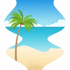 Fototapeta na wymiar LAT DESIGN VIEW OF THE EDGE OF THE BEACH WITH THE COCONUT TREE IN ADDITION