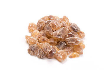 brown sugar isolated on white background. Top view.