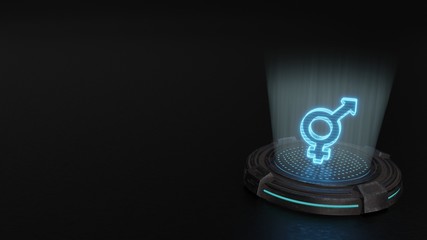 3d hologram symbol of transgender icon render