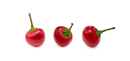 Red hot peppers isolated on white background