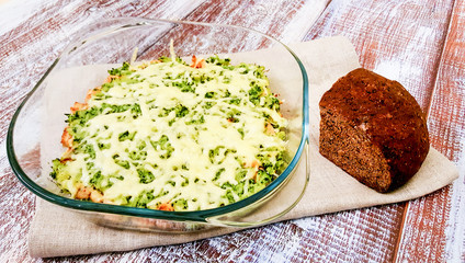 Salad with bread.
