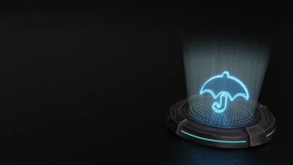 3d hologram symbol of umbrella icon render
