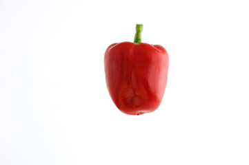 Sweet red pepper on a white background. Space for text or advertisement.