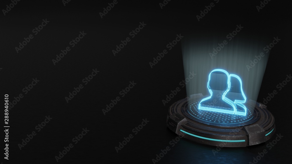Poster 3d hologram symbol of users icon render