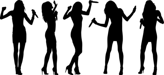 silhouettes of woman with microphone