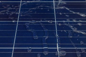 Solar panel with water drops on a nano coating