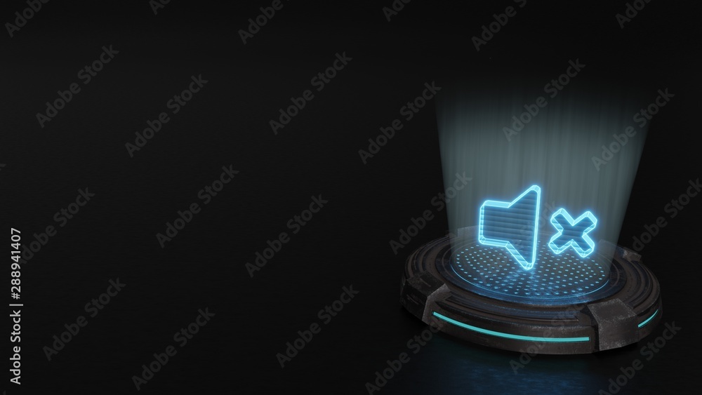 Wall mural 3d hologram symbol of volume mute icon render