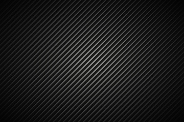 Fototapeta premium Dark abstract metallic background, black and grey striped pattern, diagonal lines and strips, carbon fiber, simple illustration