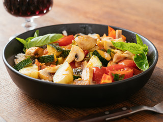 Italian Style Zucchini and Mushrooms on Rice