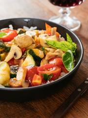 Italian Style Zucchini and Mushrooms on Rice