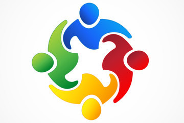 Logo teamwork unity business partners icon web vector image