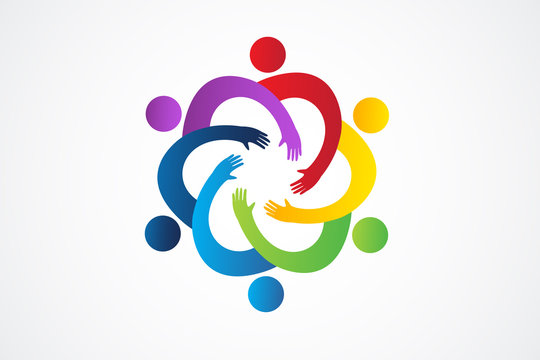 Logo teamwork unity handle people vector