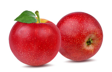 Fresh red apple isolated on white background with clipping path