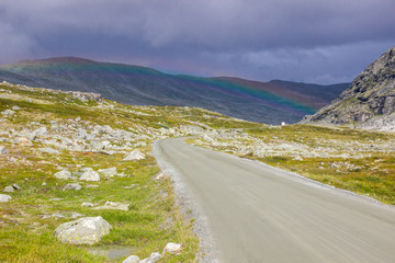 storm clouds over mountain road in Norway