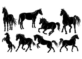 Vector Horse Silhouettes Set