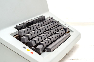 Keyboard of an old mechanical typewriter, close-up