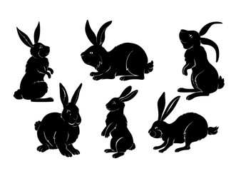 Vector Rabbit Silhouettes Set
