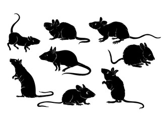 Vector Mouse Silhouettes Set