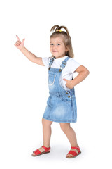 Cute little girl on white background