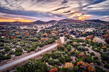 Road in Texas Hill Country During Sunset