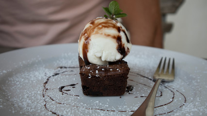 chocolate cake with whipped cream
