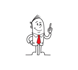 Businessman Pointing Up Outline
