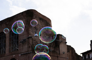 beautiful soap bubbles in the center of Rome