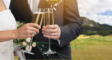 Young beautiful couple in wedding day
