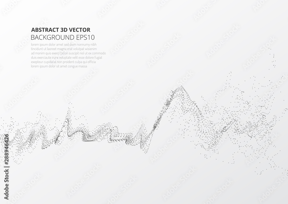 Poster abstract background with sprayed particles. fluctuations in geometric shapes in space.