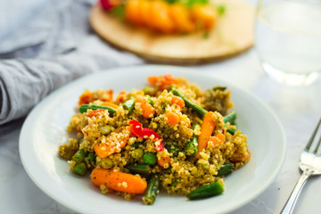 Traditional African cuisine - couscous with vegetables.