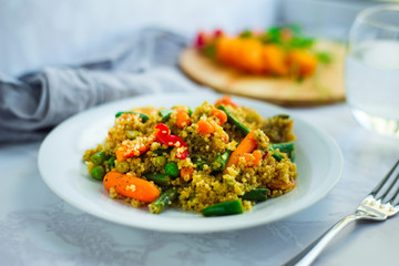Traditional African cuisine - couscous with vegetables.