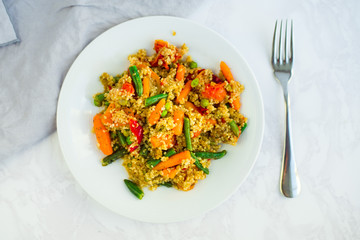 couscous with vegetables top view