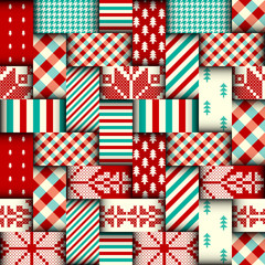 Obraz premium Seamless background pattern. Christmas Patchwork pattern. Vector image